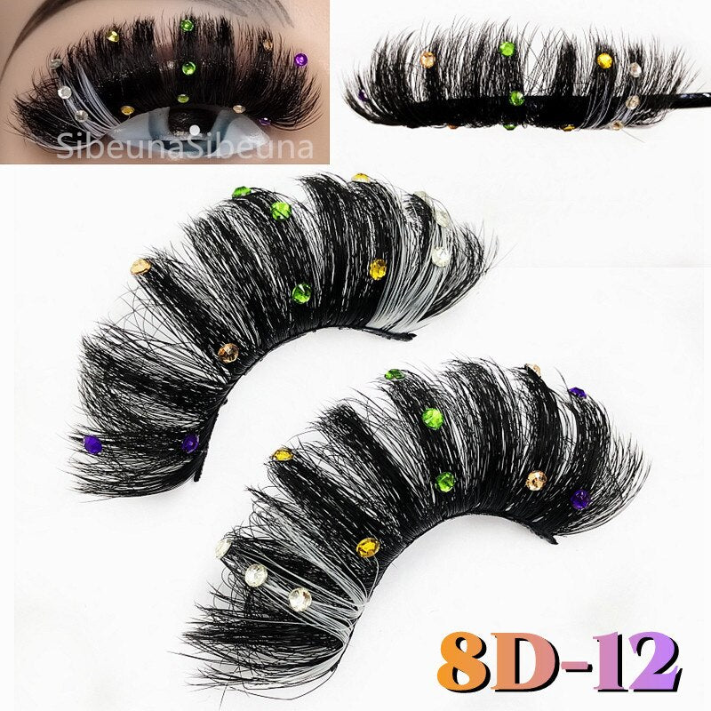 Faux Mink 25mm Lashes With Pink Blue Butterfly/Flower On Them Full Strip Diamond Cosmetics False Eyelashes