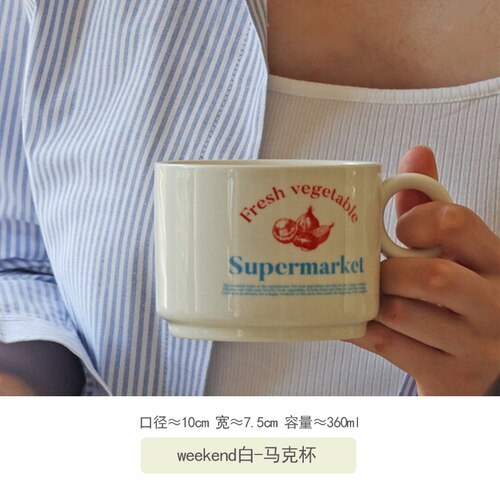 Korean Alphabet Ceramic Plate Bowl Tableware Household Various Butter Mug Water Cup Creative Household Dish Soup Plate Cup