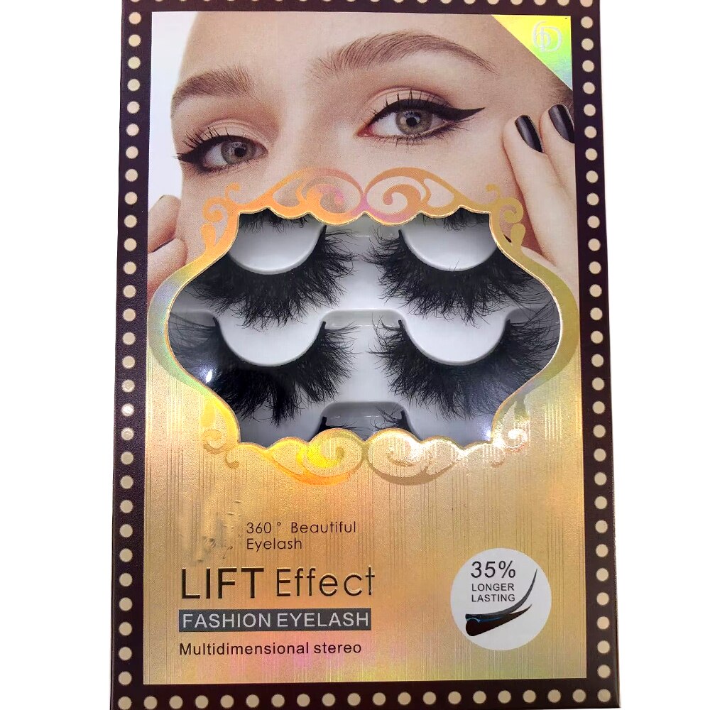 6 Pairs 23mm 3D Mink Lashes Bulk Russian Volume Fluffy Natural False Eyelashes Thick Dramatic Mink Eyelashes