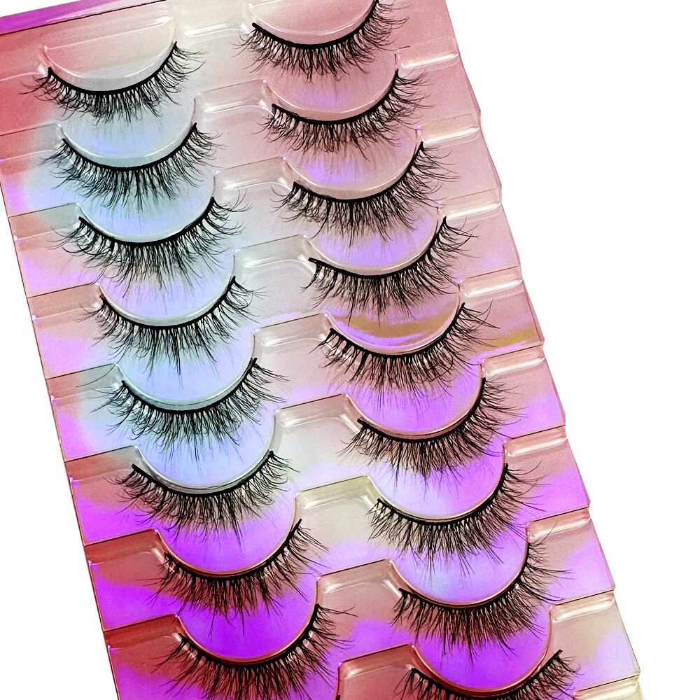 10 Pairs 3d False Eyelashes Cat Eye Wispy end eye elongated Thick Mink Lashes 5D Fluffy Natural Long Short Fake Lashes