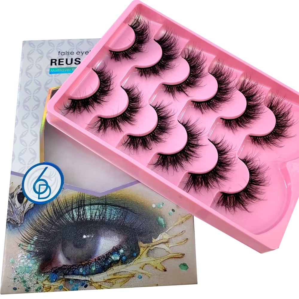 6 Pairs 23mm 3D Mink Lashes Bulk Russian Volume Fluffy Natural False Eyelashes Thick Dramatic Mink Eyelashes