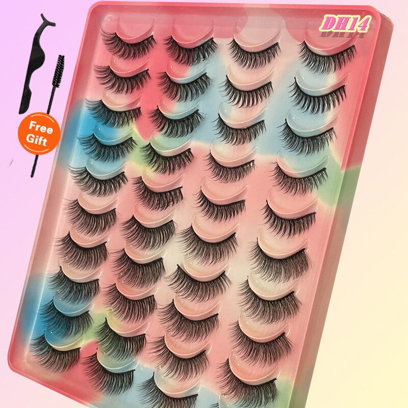 Eyelashes 20Pairs 3D Mink Lashes Fluffy Soft Wispy Natural Cross False Eyelashes Reusable Eyelash Extension