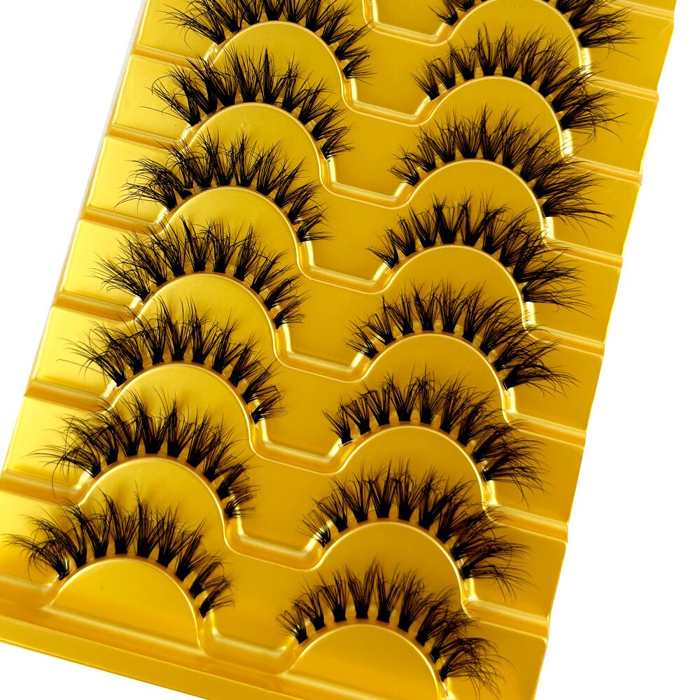 Manga Lashes 10 Pairs cosplay 3D Faux Mink Lashes Natural short Full Strip Lashes Clear Band Natural Eyelashes Extension