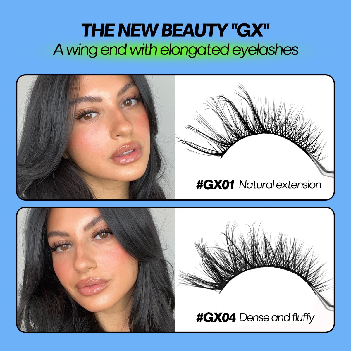 5/7 Pairs Cat Eye Lashes Faux Mink Eyelashes Winged End Eye Elongated Eyelashes Fake Lashes Fluffy long Full Strip