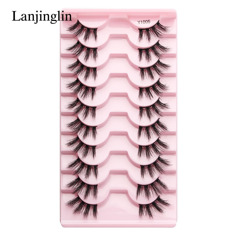 Half Eey Lashes 3/5/10 Pairs Faux Mink Lashes Natural False Eyelashes Wispy Fluffy Eyelash Extension