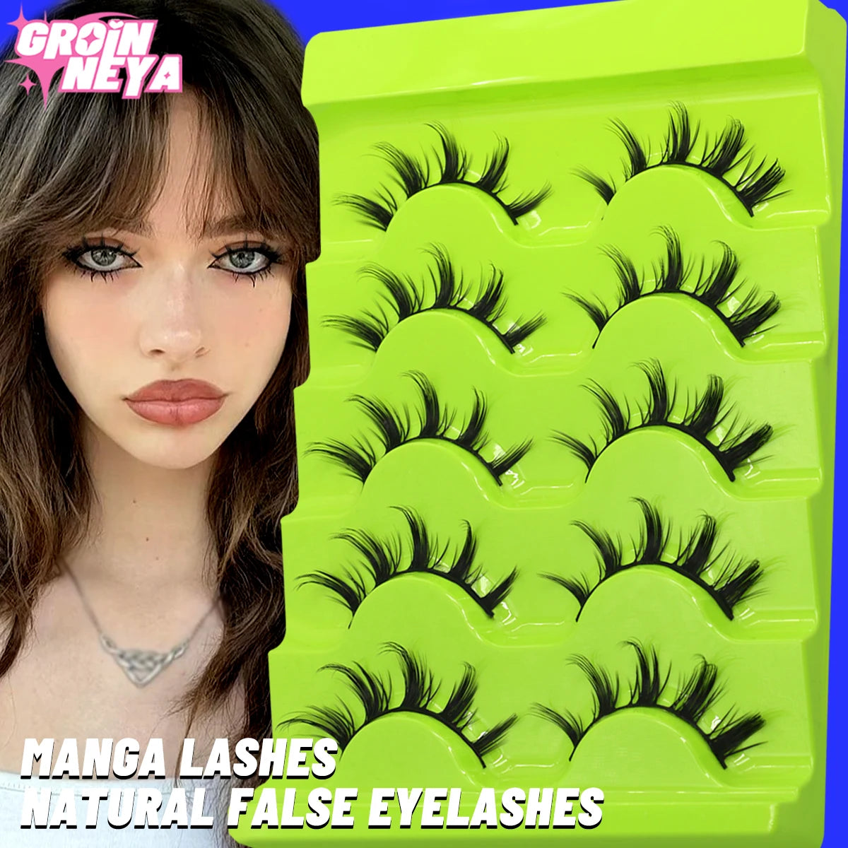 Manga Lashes 3D Natural False Lashes Cat Eye Lashes Natural Look Manga Lashes Soft Cross Wispy Natural Eyelash Extension