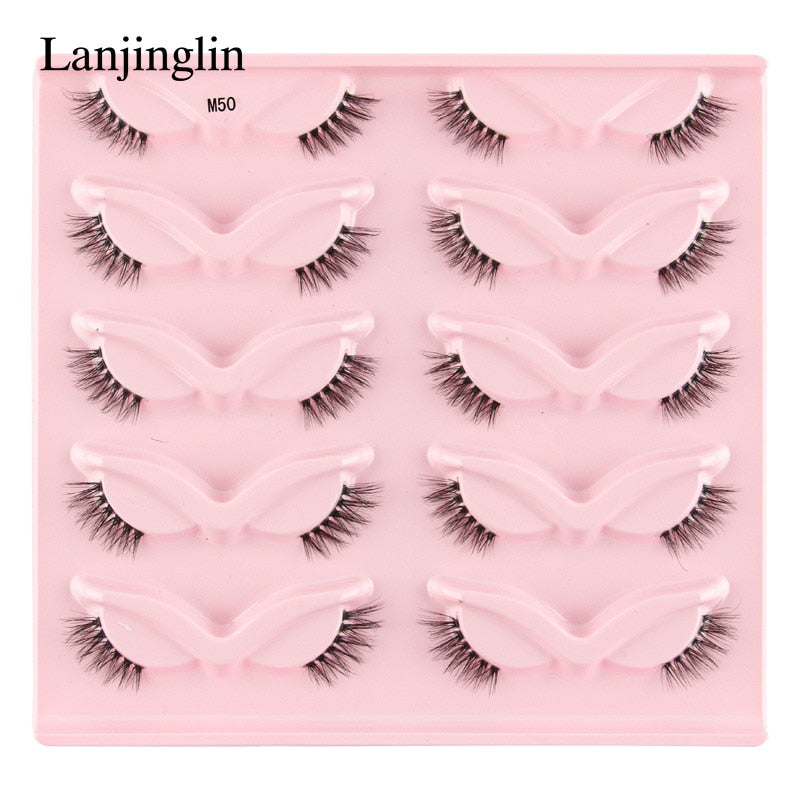 3/5/10 Pairs Half Lashes Fox Eye Wispy Fluffy Faux Cils Natural Winged Fake Eyelashes Half Lashes maquillage