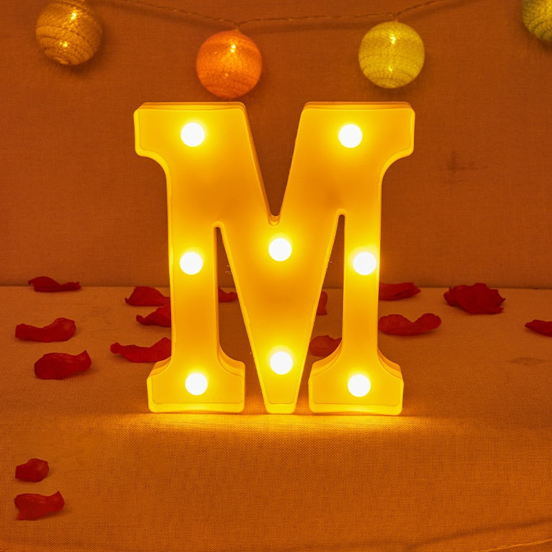 Alphabet Letter LED Lights Luminous Number Lamp Decor Battery Night Light for home Wedding Birthday party Decoration