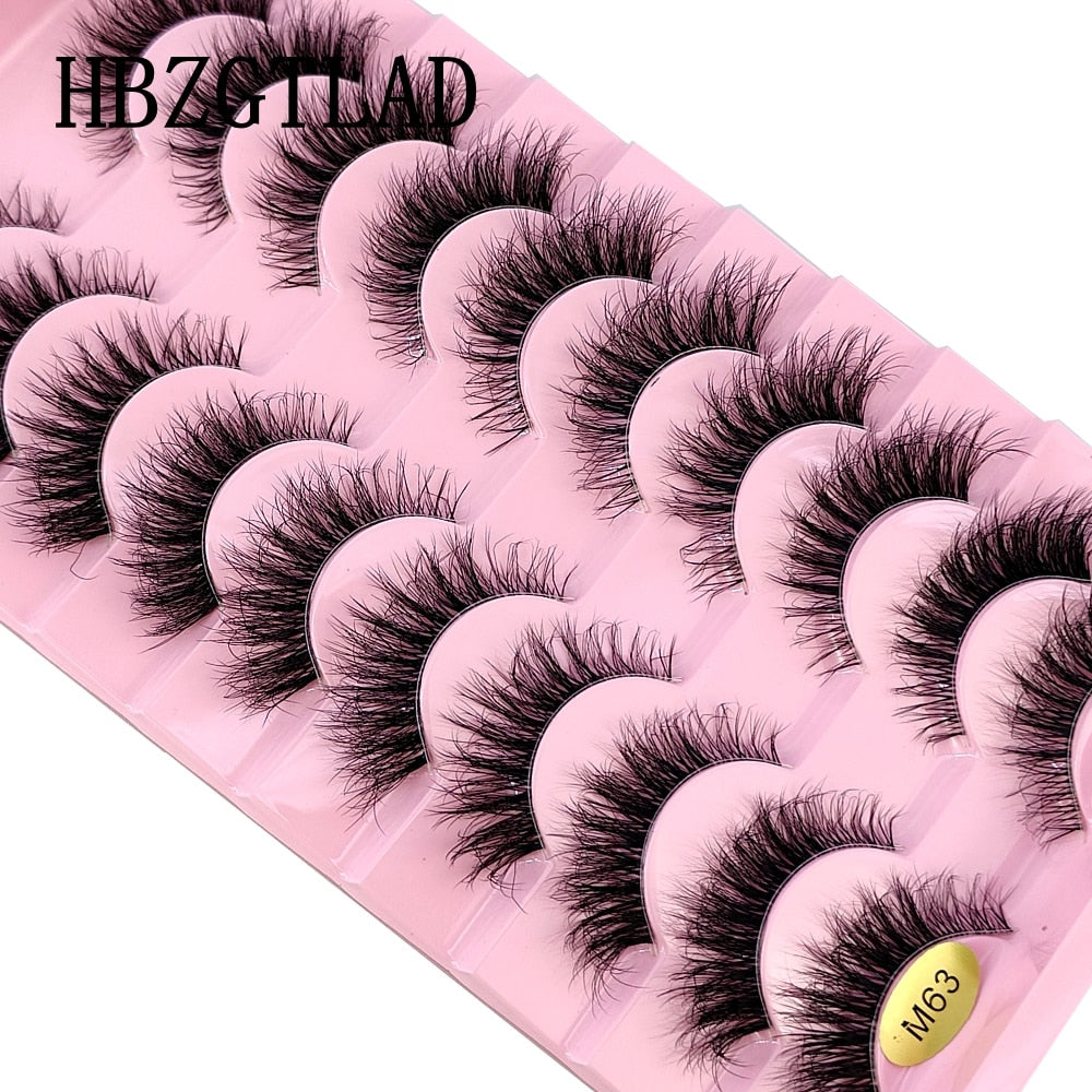 10 Pairs Clear Band Wispy Fluffy Lashes Natural Russian Strip Lashes 3D Effect Lashes