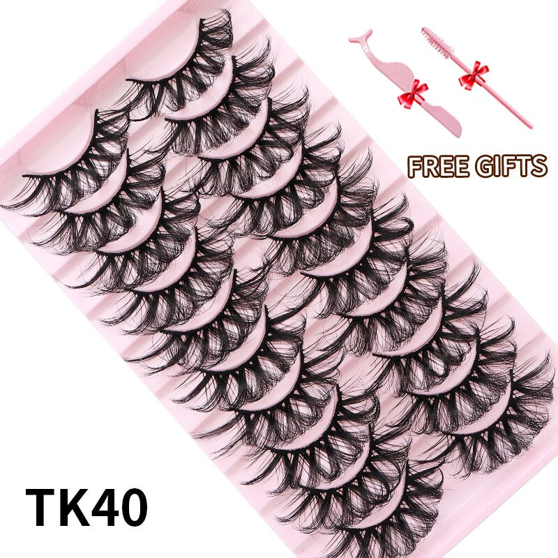 3D Mink Eyelashes Russian False Eyelashes DD Curl 10-23mm Reusable Fluffy False Eyelashes Extensions Mink Lashes