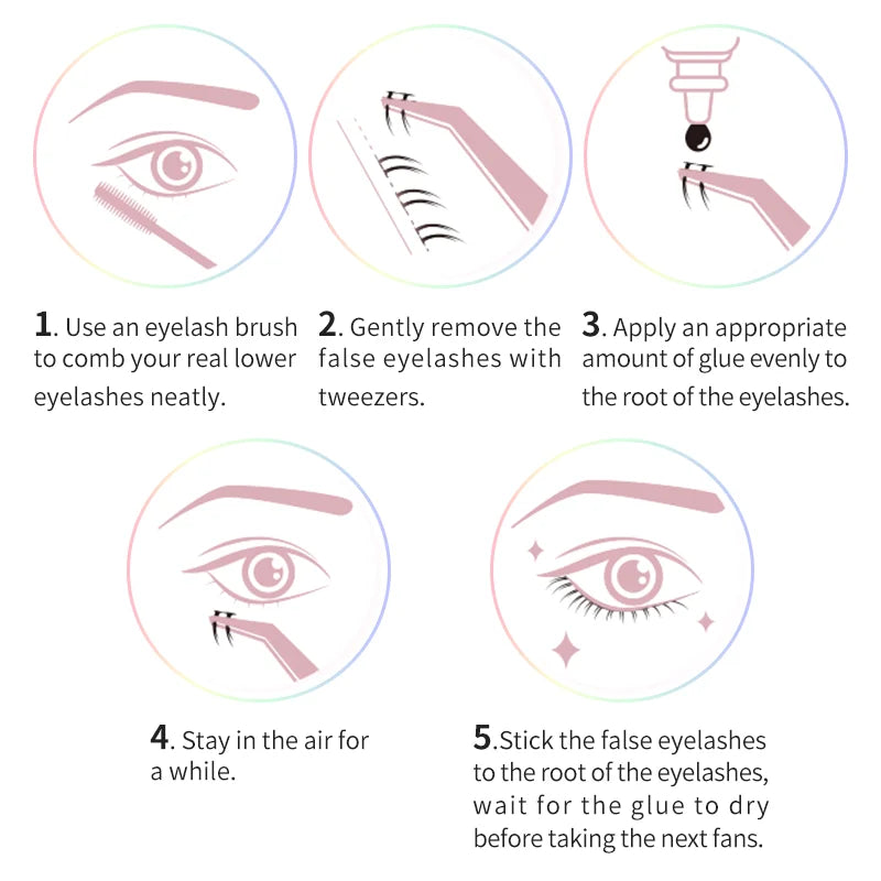 Individual Natural False Lower Eyelashes V Shaped Bottom Lash Extensions DIY Cluster Under Eye Lashes