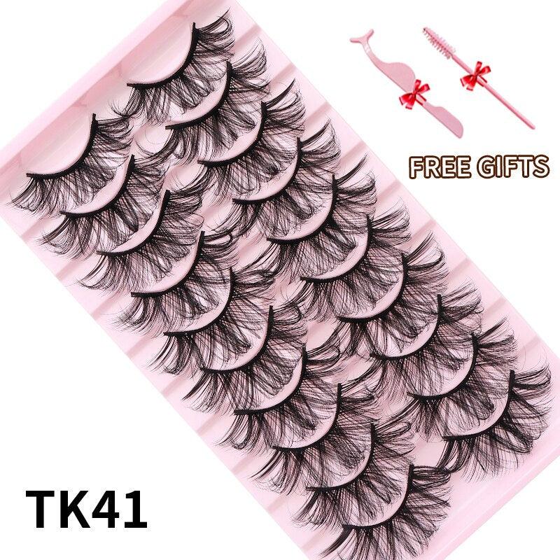 3D Mink Eyelashes Russian False Eyelashes DD Curl 10-23mm Reusable Fluffy False Eyelashes Extensions Mink Lashes