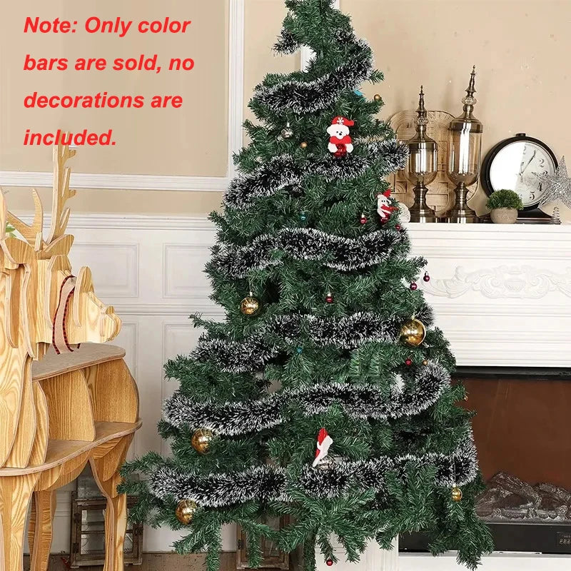 200cm Colorful Christmas Decoration Bar Tops Ribbon Garland Dark Green Cane Tinsel Garland Xmas Tree Ornaments Party Supplies