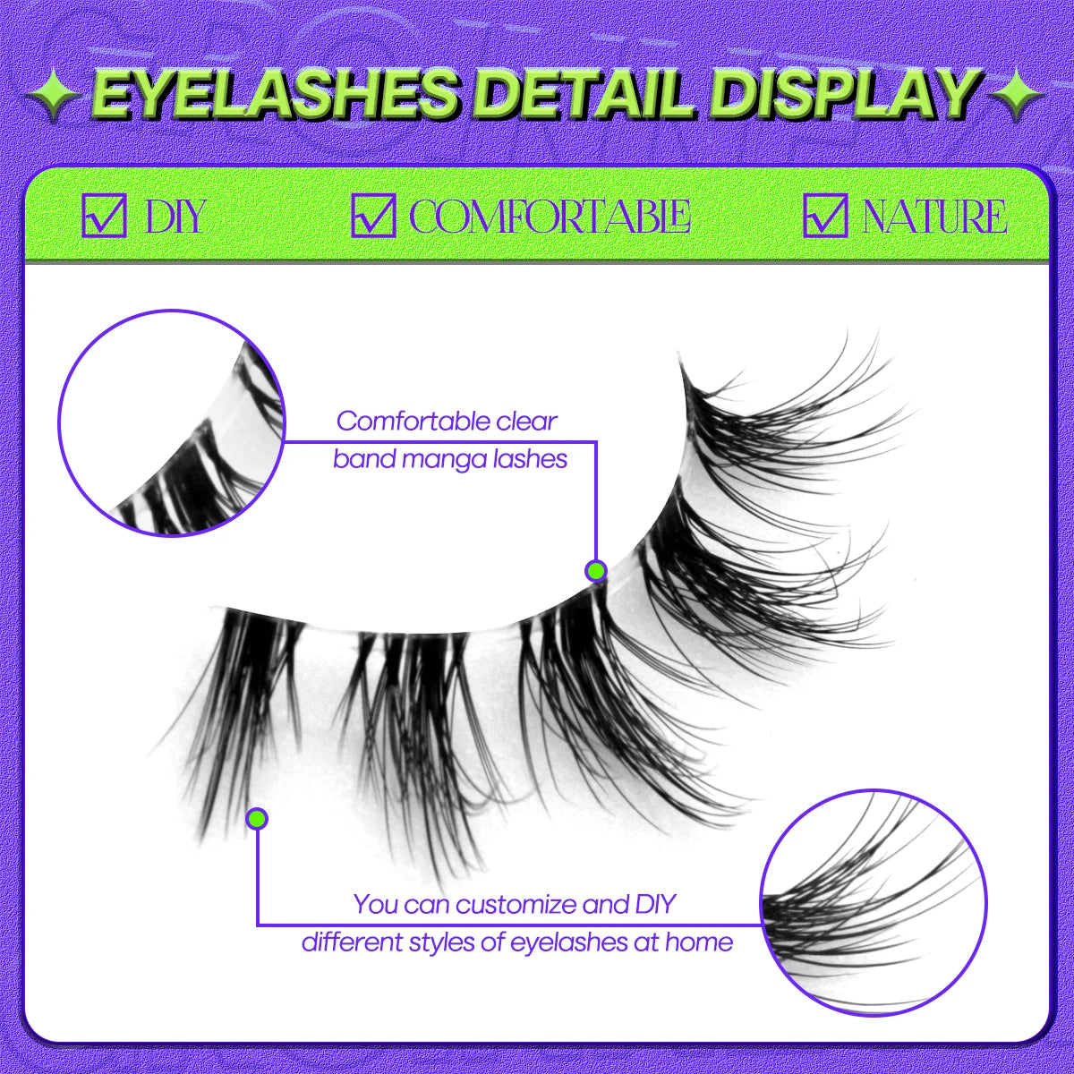 Manga Lashes 5/7 Pairs 3D Clear Band Lashes Natural Mink Eyelashes Fluffy Cat Eye Lashes Pack Soft Cosplay Eyelashes