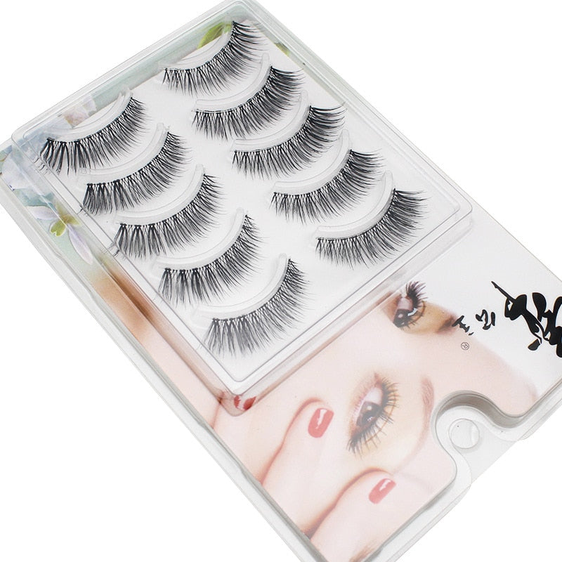 Manga Lashes Faux Cils 3/5/10 Pairs Lashes Soft and Slender False Eyelashes Transparent Stem Eyelashes Lash Extension