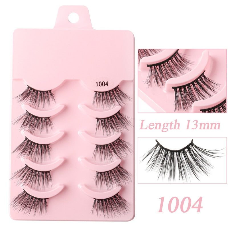 Faux Cils 5/10 Pairs Half Lashes Cat Eye Handmade Soft Fluffy Mink False Eyelashes Half Lashes maquillage