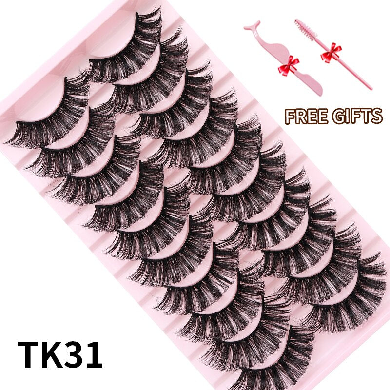 3D Mink Eyelashes Russian False Eyelashes DD Curl 10-23mm Reusable Fluffy False Eyelashes Extensions Mink Lashes