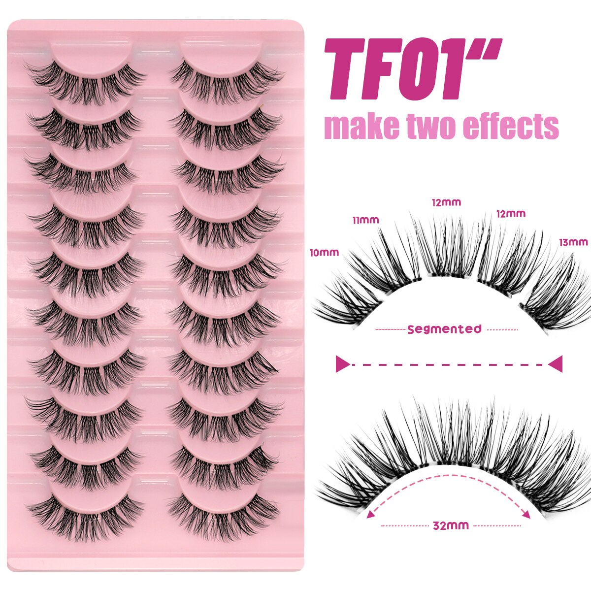 Cat Eye Lashes Invisible Band Natural Eyelashes Winged End Eye Elongated Cross Cluster Fairy 3D Faux Manga Lashes