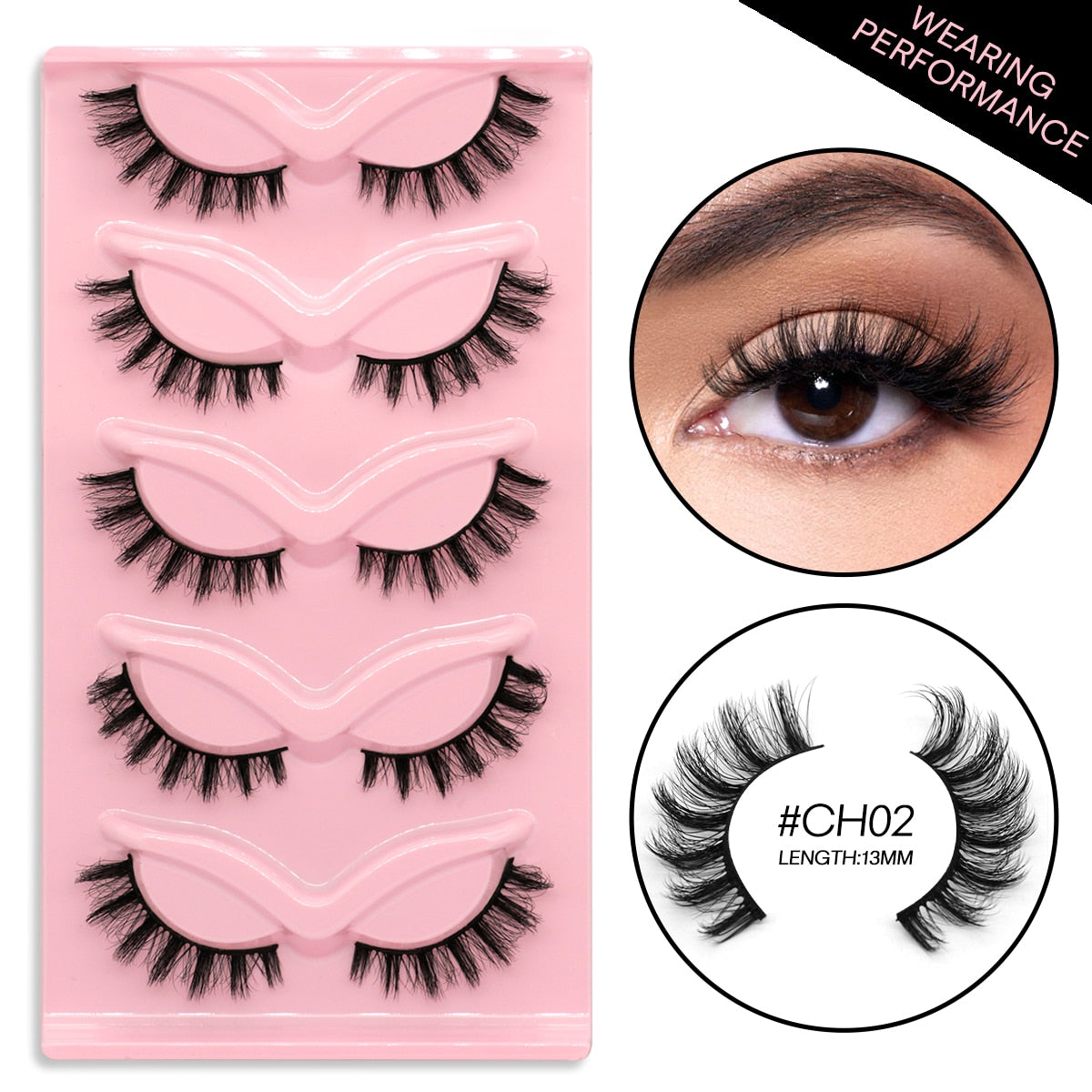 3D Mink Lashes Faux Mink Fluffy Lash 5 Pairs False Eyelashes Cat Eye Thick Mink Lashes Fluffy Short Natural Fake Lashes