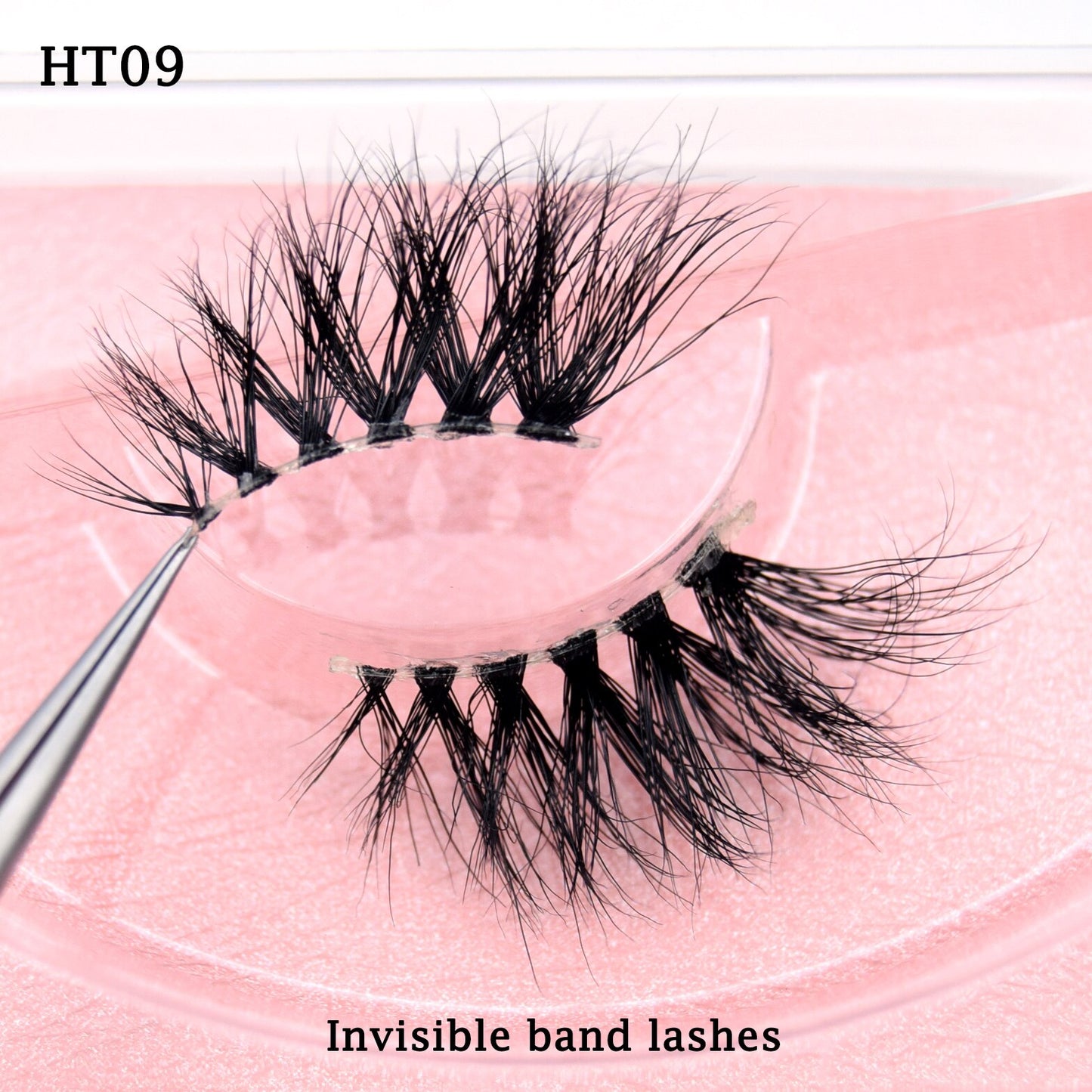 Half Lashes Transparent Stalk Invisible Band Mink Lashes Natual Wispy Half Mink eyelashes Reusable False Eyelashes