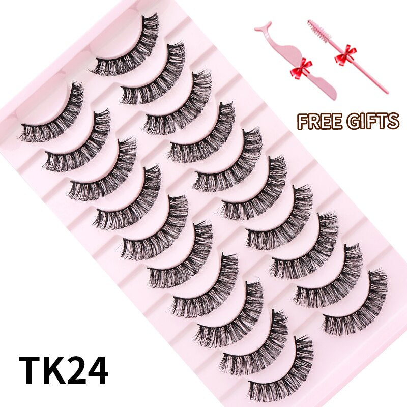 3D Mink Eyelashes Russian False Eyelashes DD Curl 10-23mm Reusable Fluffy False Eyelashes Extensions Mink Lashes