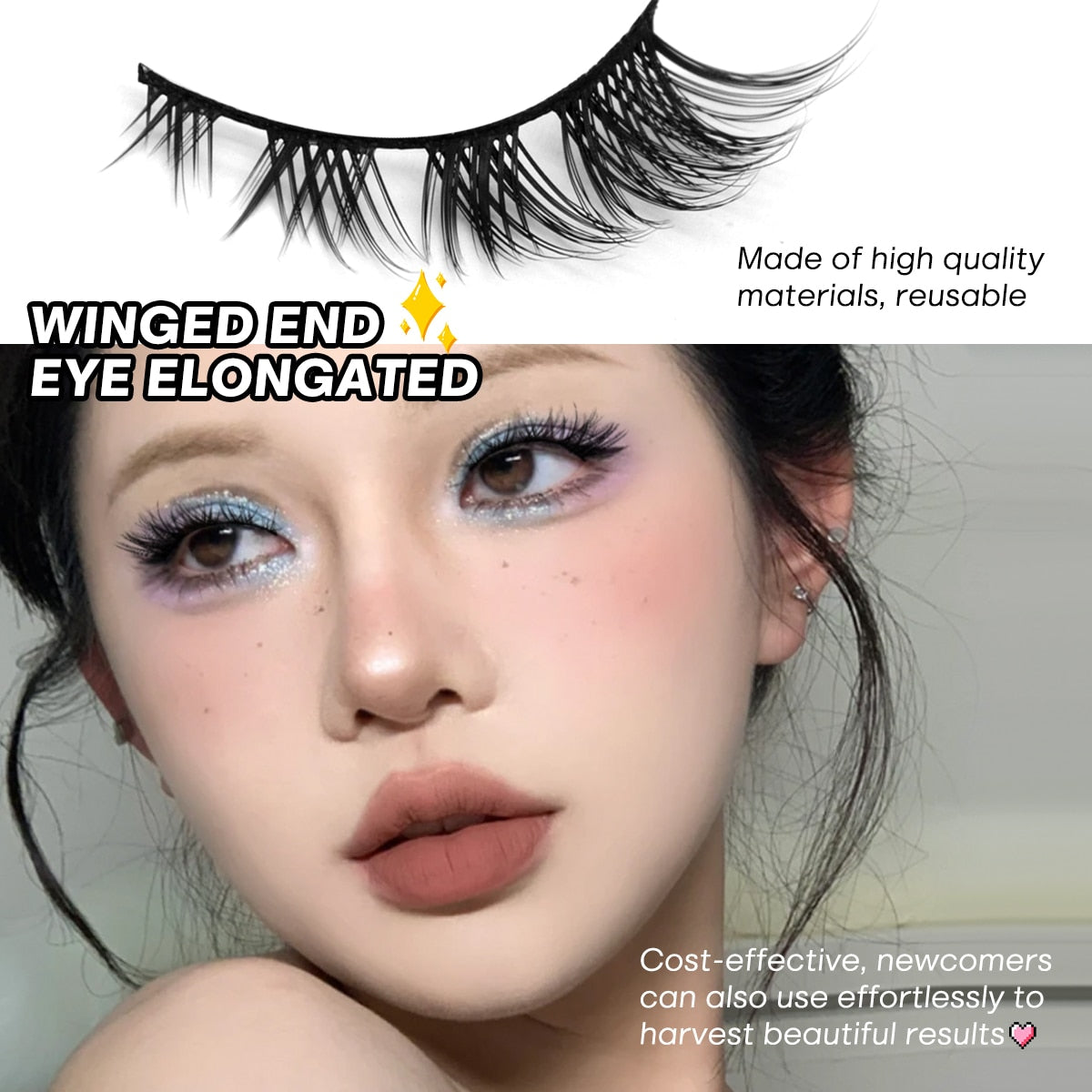Manga Lashes Natural Long 3D Wispy Mink Eyelashes Fluffy Eye Lashes 5 Pairs Fake Eyelashes
