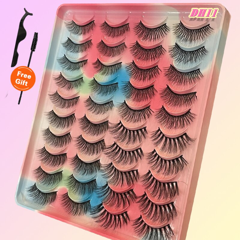 Eyelashes 20Pairs 3D Mink Lashes Fluffy Soft Wispy Natural Cross False Eyelashes Reusable Eyelash Extension