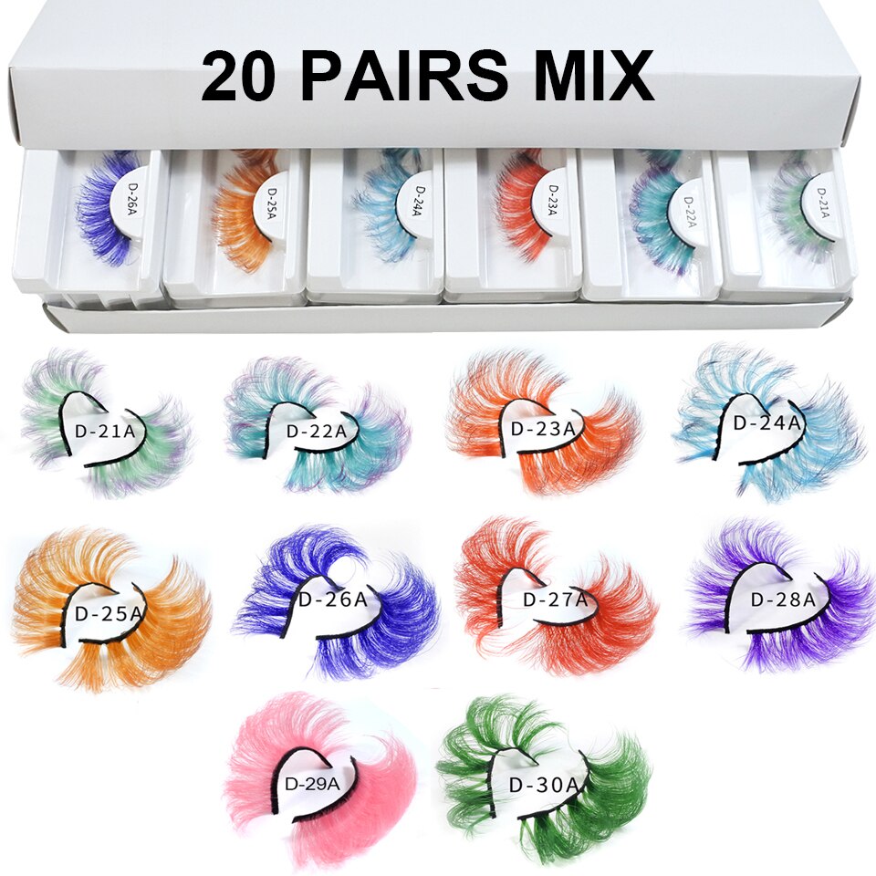 Lashes 5/10/30/50 Pairs Cosplay Party 3d Colored Eyelashes Faux Mink Lashes Supplies