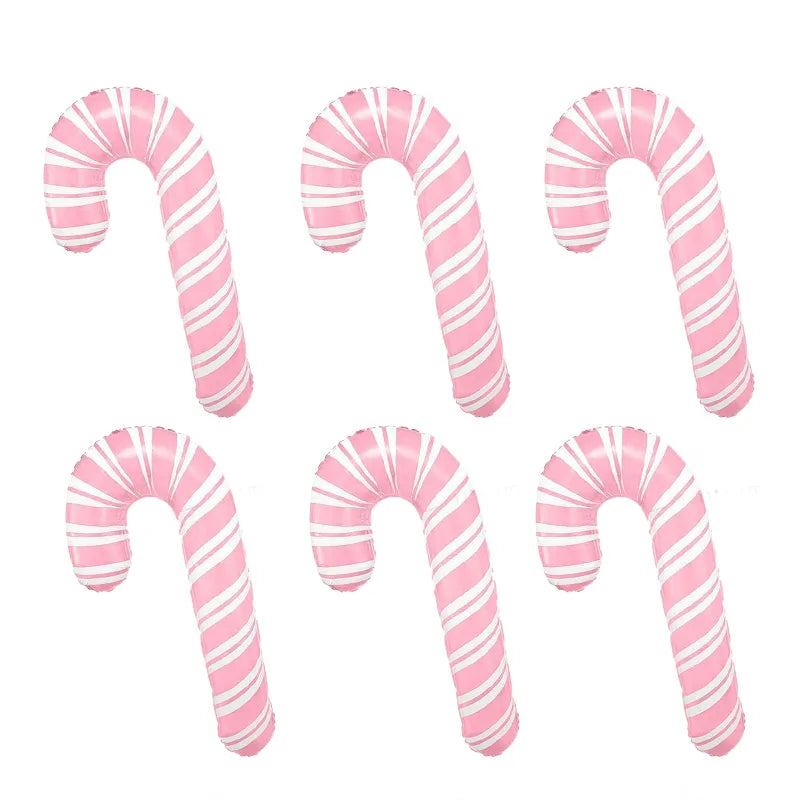 6Pcs Large Christmas Pink Candy Cane Foil Balloon Christmas Windmill Helium Globos Kids Toy New Year Christmas Decorations