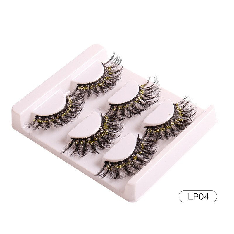 3Pairs Half Eey Lashes 3D Natural Lashes Natural False Eyelashes Wispy Fluffy Eyelash Extension