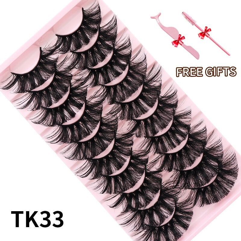3D Mink Eyelashes Russian False Eyelashes DD Curl 10-23mm Reusable Fluffy False Eyelashes Extensions Mink Lashes