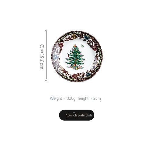 Christmas Tree Ceramic Tableware Vintage Dish and Bowl Steak Salad Dessert Plate Coffee Milk Tea Cup