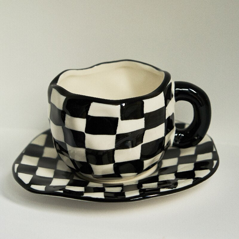 Korean Ins Style Hand Made Irregular Mug Hand Painted Flowers Ceramic Mug Breakfast Cup Coffee Cup Cute Tea Cups