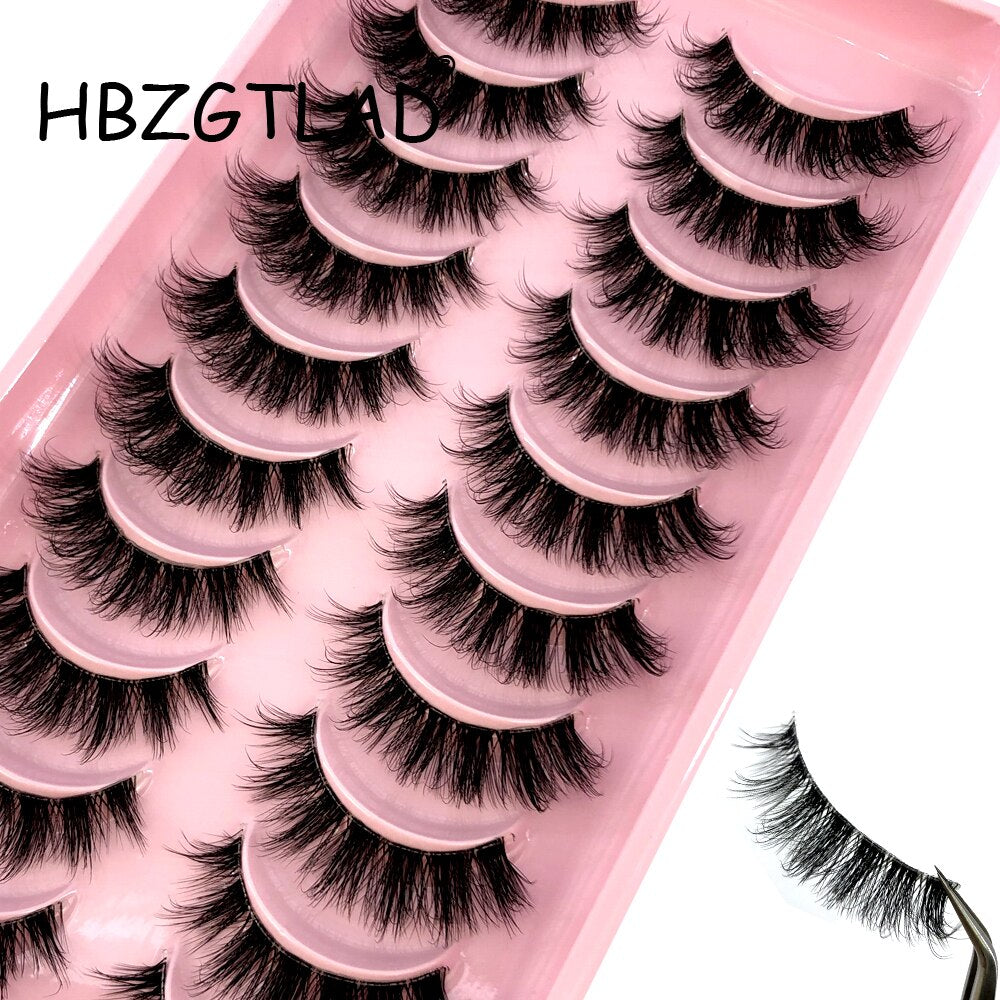 Mink Eyelashes 10 pairs lashes invisible band 3d mink lashes reusable natural false eyelashes