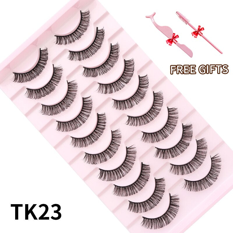 3D Mink Eyelashes Russian False Eyelashes DD Curl 10-23mm Reusable Fluffy False Eyelashes Extensions Mink Lashes