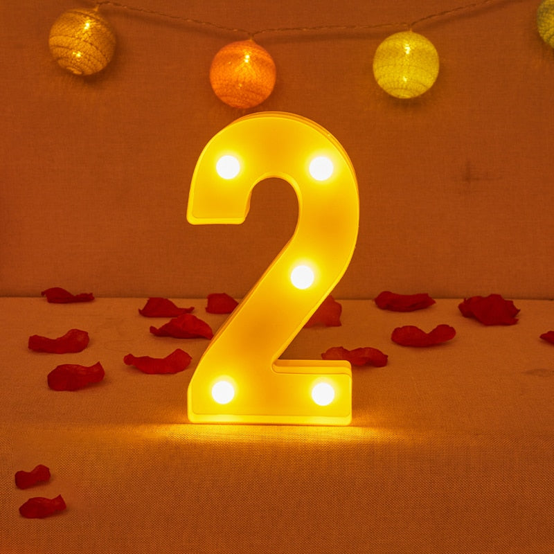 Alphabet Letter LED Lights Luminous Number Lamp Decor Battery Night Light for home Wedding Birthday party Decoration