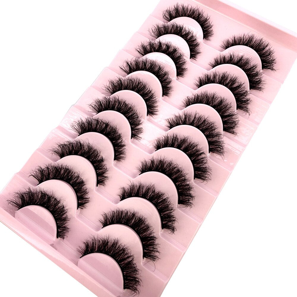 10 pairs Natural Lashes 3D Mink Lashes Faux Mink Fluffy Lash Soft Full Thick Wispy Eyelash Dramatic False Eyelashes