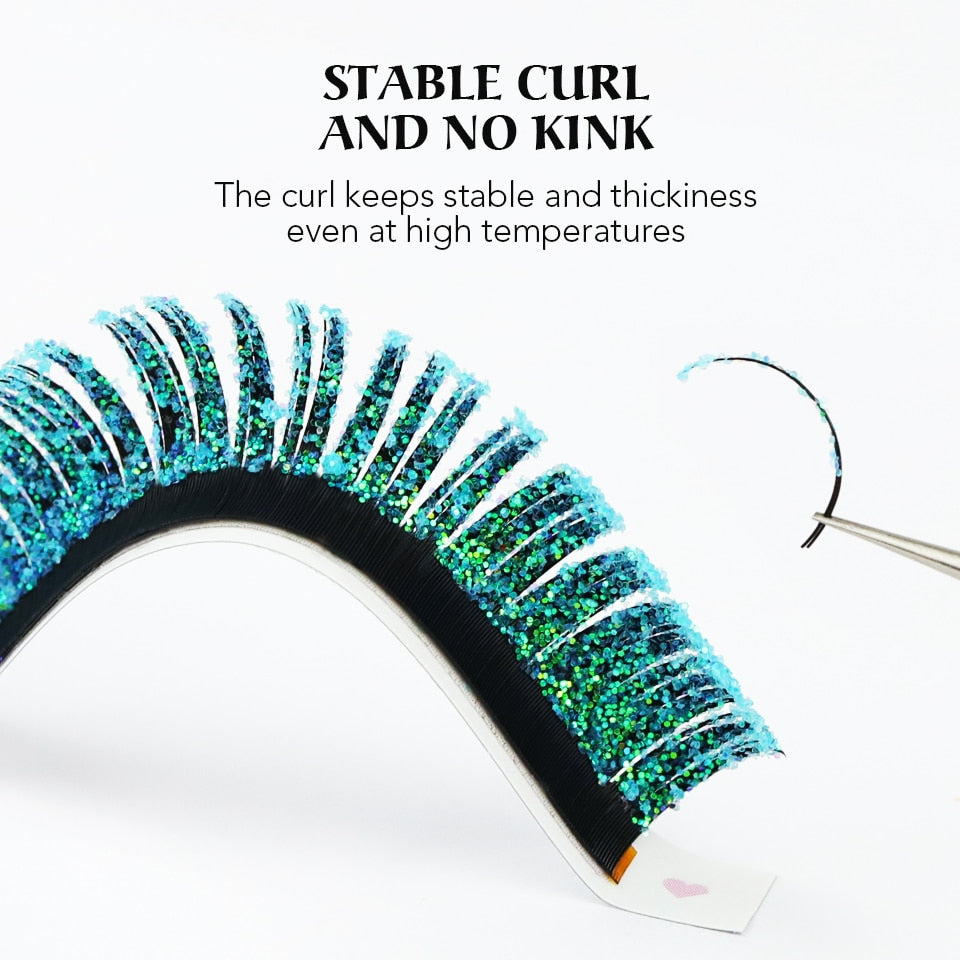 Mix Color Glitter Lashes Shiny Colorful Russian Volume Individual Eyelash Extensions Colors Glitter Lashes