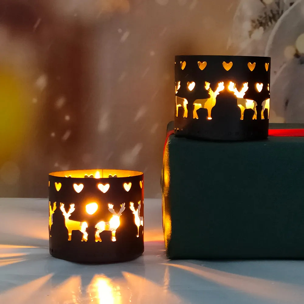 Christmas Iron Hollow Candle Holder Merry Christmas Decorations For Home Table Ornaments Noel Navidad Natal New Year Gifts