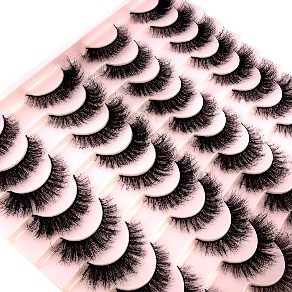 20 pairs 3D Mink Eyelashes Thick Natural False Eyelashes Crisscross Fake Eyelashes