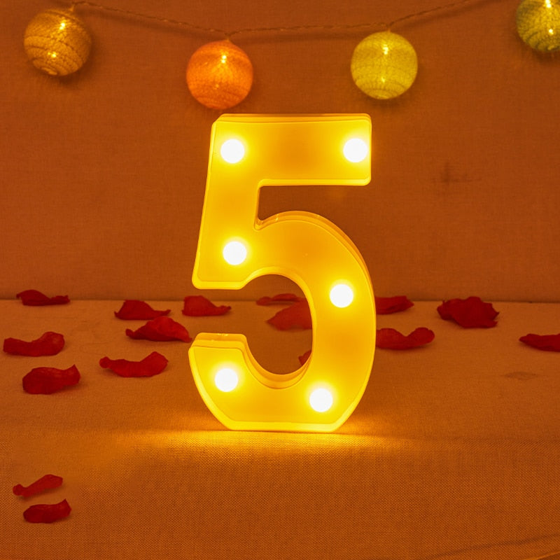 Alphabet Letter LED Lights Luminous Number Lamp Decor Battery Night Light for home Wedding Birthday party Decoration