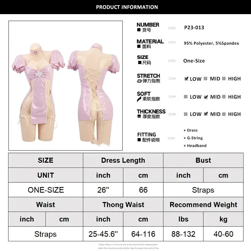 Erotic Babydoll Women Sexy Nurse Cosplay Maid Uniform Costumes Lingerie PU Leather Bandage Dress Role Play Exotic Outfit
