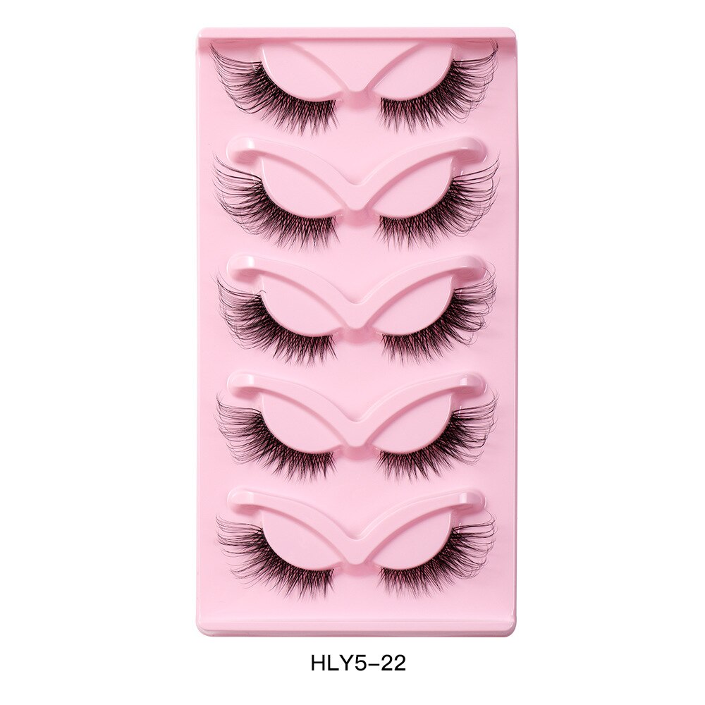 5Pairs Lashes Manga Lashes 3D Clear Band Lashes Natural Look Wispy Mink Eyelashes Fluffy Cat Eye Lashes individual Eyelashes