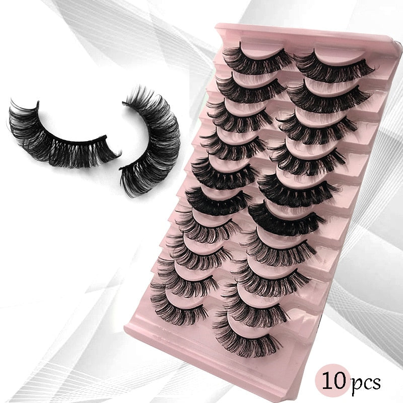 DD curl 10pairs Eyelashes 3D Faux Mink Lashes Volume Handmade False Eyelash Thick Full Strip Cruelty Free EyeLash