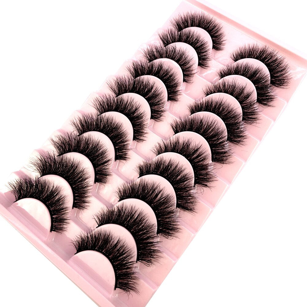 10 pairs Natural Lashes 3D Mink Lashes Faux Mink Fluffy Lash Soft Full Thick Wispy Eyelash Dramatic False Eyelashes