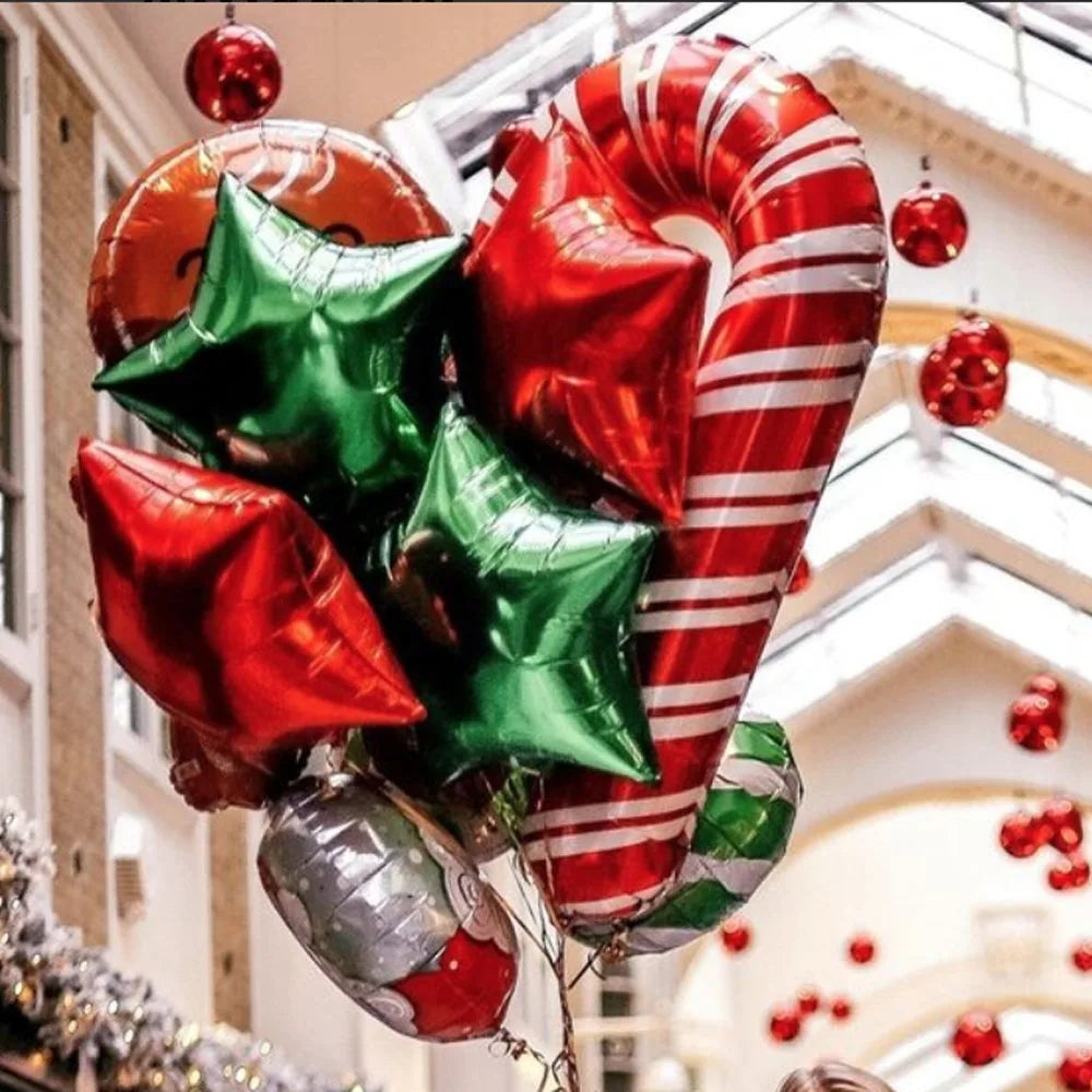 6Pcs Large Christmas Pink Candy Cane Foil Balloon Christmas Windmill Helium Globos Kids Toy New Year Christmas Decorations