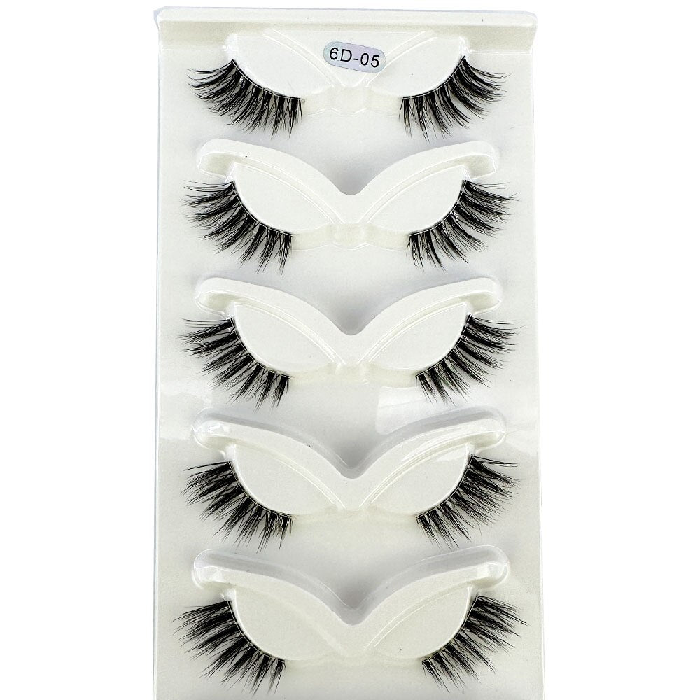 5 Half Lashes Cat Eye Nature Long Full Strip Lashes Faux Cils maquillage Invisible Band False Eyelashes