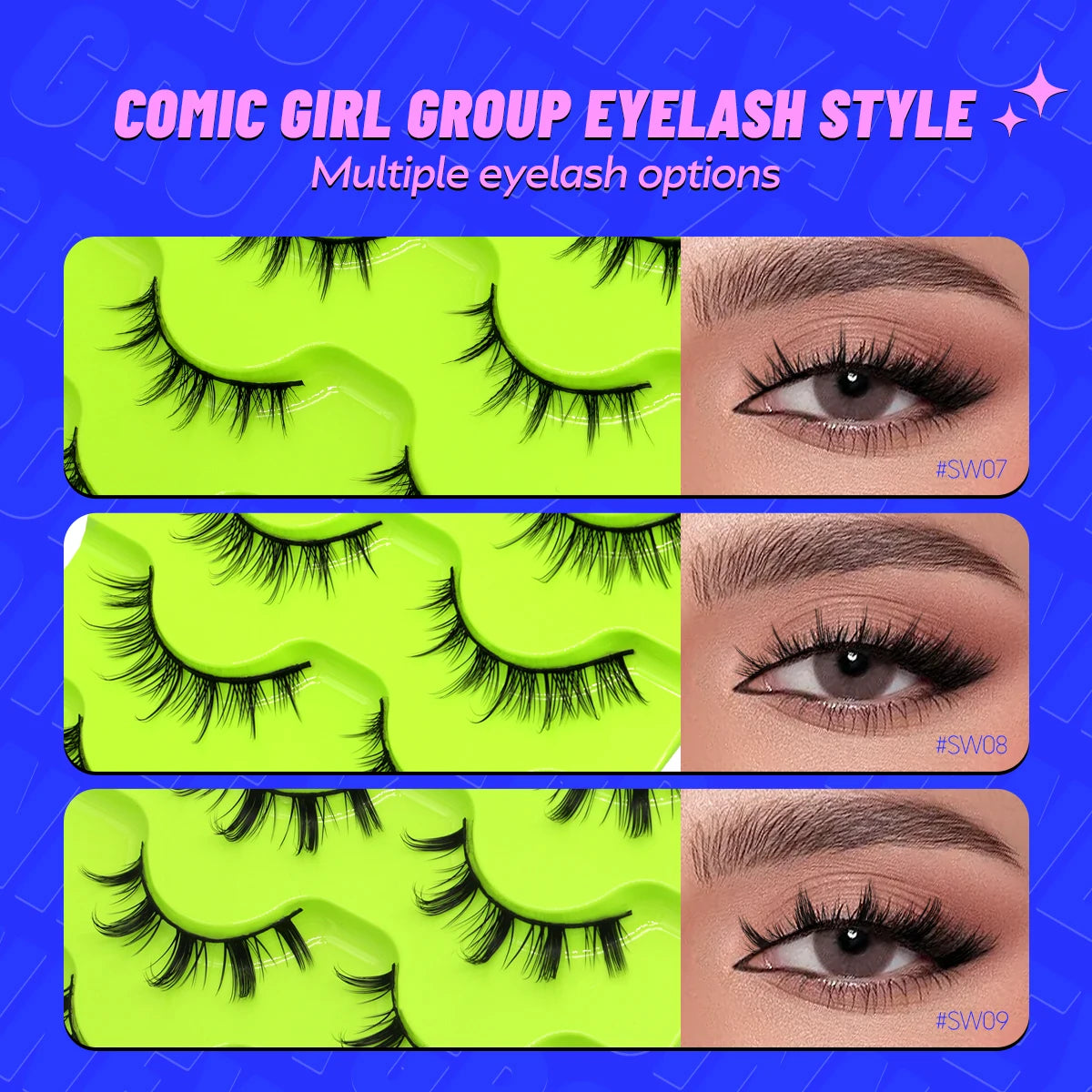 Manga Lashes 3D Natural False Lashes Cat Eye Lashes Natural Look Manga Lashes Soft Cross Wispy Natural Eyelash Extension