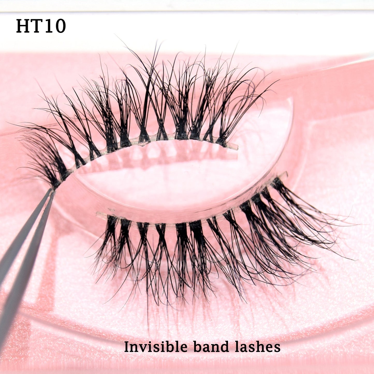 Half Lashes Transparent Stalk Invisible Band Mink Lashes Natual Wispy Half Mink eyelashes Reusable False Eyelashes