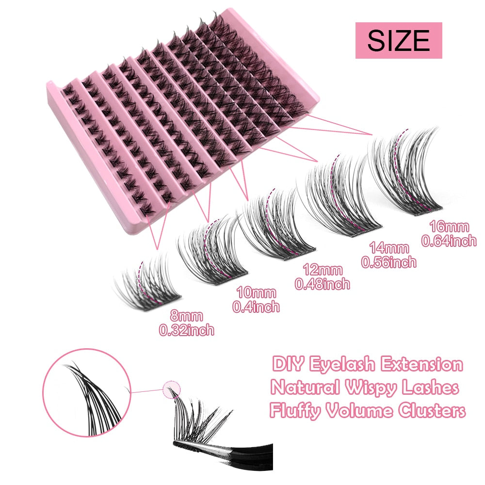 Cluster Lashes 120pcs DIY Eyelash Extension D Curl Individual Lashes Mixed Tray Faux 3D Mink Lash Clusters Elashes